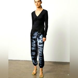 LANSTON || Jaidyn Tie-Dye Satin Jogger Pants in Ombre Blue - SZ XS